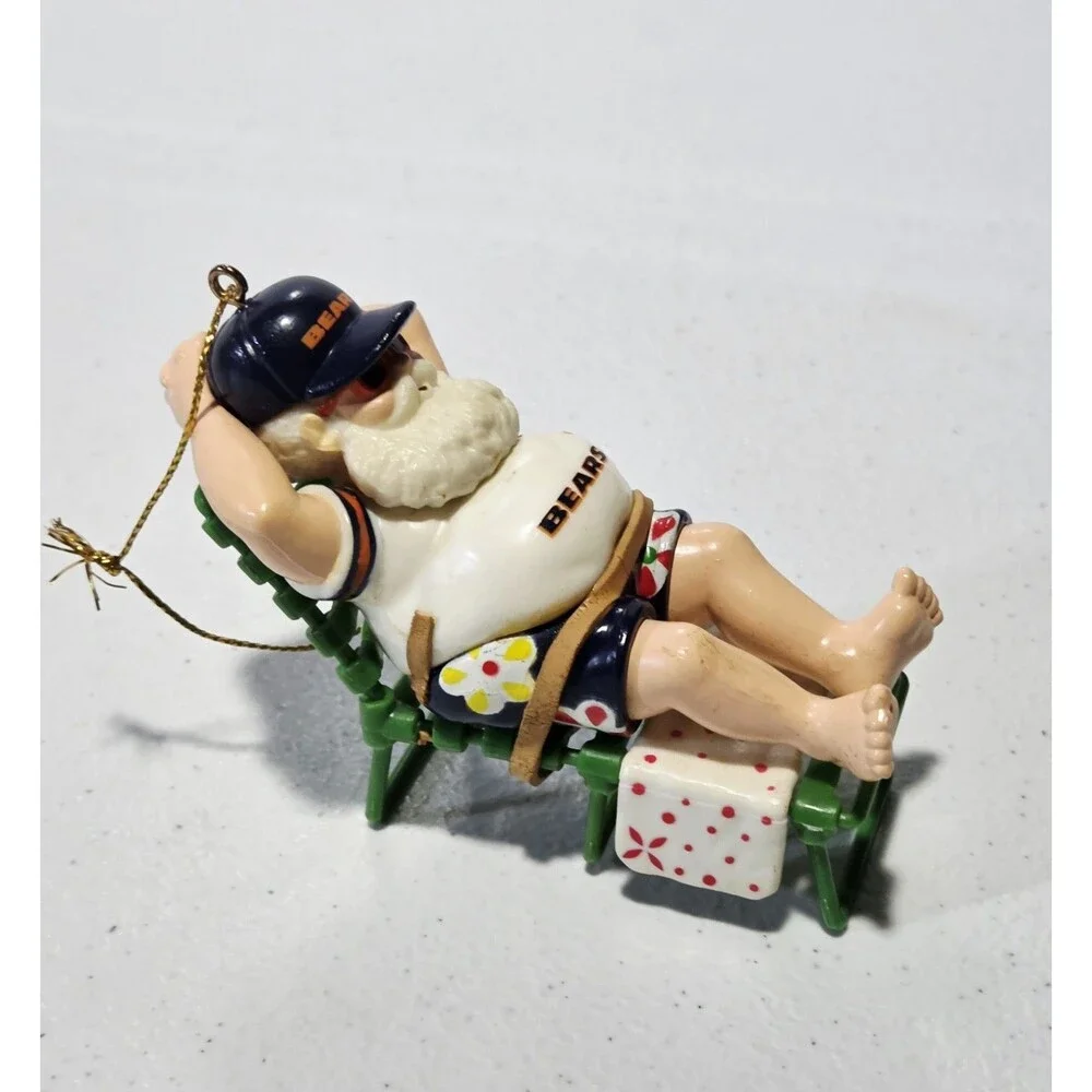 Russ Christmas Ornament Santa Beach Chair Collectible Chicago Bears